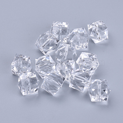 Transparent Acrylic Beads, Faceted, Cube, Clear, 20x20x18mm, Hole: 2.5mm, about 120pcs/500g(TACR-Q259-20mm-V01)