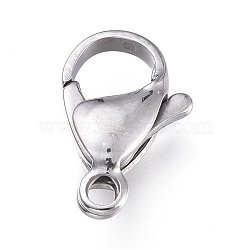 316 Surgical Stainless Steel Lobster Claw Clasps, Manual Polishing, Stainless Steel Color, 15x9.4x4.2mm, Hole: 1.8mm(X-STAS-M281-01P-F)