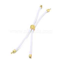 Nylon Cords Bracelet Makings Fit for Connector Charms, with Golden Brass Tree Slider Beads, Long-Lasting Plated, White, 8-5/8 inch(22cm), Hole: 1.9mm(AJEW-P116-01G-09)