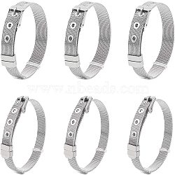 Stainless Steel Watch Bands, Net Pattern, with Stainless Steel and Plastic Findings, Stainless Steel Color, 21.5x0.8cm, 21.2x1cm, 6pcs/set(WACH-NB0001-02)