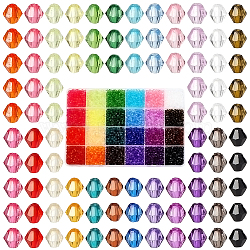 Elite 6240Pcs 24 Colors Transparent Acrylic Beads, Bicone, Mixed Color, 4x4mm, Hole: 1.5mm(TACR-PH0001-58)