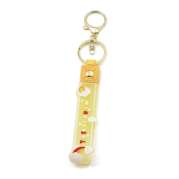 Cloud PVC Rope Keychains, with Zinc Alloy Finding, for Bag Quicksand Bottle Pendant Decoration, Yellow, 17.5cm