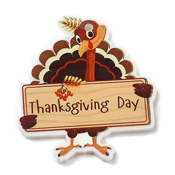 Thanksgiving Day Themed Opaque Printed Acrylic Pendants, Others, 36x33.5x2mm, Hole: 1.8mm