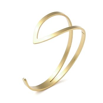 201 Stainless Steel Open Cuff Bangles for Women, Geometric Charm, Golden, Inner Diameter: 2-3/8x1-3/4 inch(5.9x4.6cm)