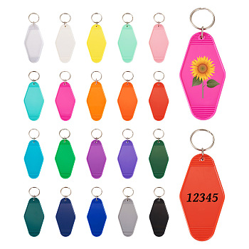 Plastic Big Pendants, Rhombus, Mixed Color, 90x45x4mm, hole: 2.5mm, 20 colors, 1pc/color, about 20pcs/set