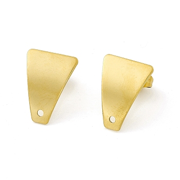 304 Stainless Steel Stud Earring Findings, with Hole, Curved Trapezoid, Golden, 16x12x1mm, Hole: 1.4mm, Pin: 0.8mm