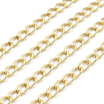 Aluminium Twisted Curb Chains, Unwelded, Faceted, Golden, 10x6.5x1.8mm