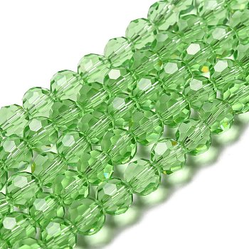 Transparent Glass Beads, Faceted(32 Facets), Round, Lime, 10mm, Hole: 1.8mm, about 66~68pcs/strand, 24.02~24.13 inch(61~61.3cm)