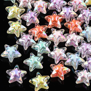 AB Color Transparent Acrylic Beads, Bead in Bead, Star, Mixed Color, 16x16.5x9.5mm, Hole: 2.5mm, about 550pcs/500g