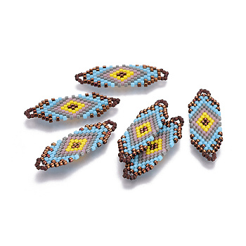 MIYUKI & TOHO Handmade Japanese Seed Beads Links, Loom Pattern, Colorful, 35~36.5x12.5x2mm, Hole: 2x3mm