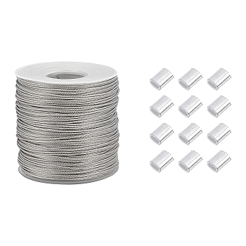 304 Stainless Steel Wire Rope, Jewelry DIY Making Material, Stainless Steel Color, 1mm, about 100m/roll