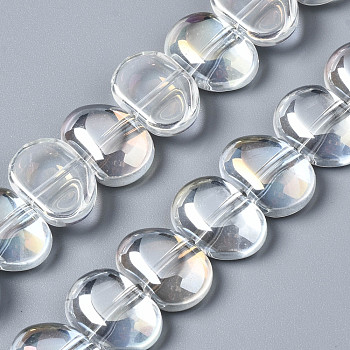 Electroplate Glass Beads Strands, AB Color, Oval, Clear AB, 16x11x5.5mm, Hole: 1mm, about 50pcs/strand, 21.65 inch(55cm)