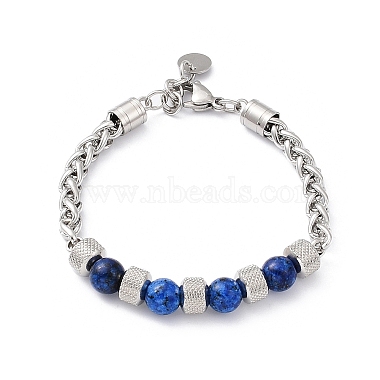 Natural & Synthetic Mixed Gemstone & Glass Beaded Link Bracelet(BJEW-M295-01P)-2