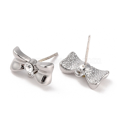 Silver Alloy Rhinestone Stud Earring Findings(EJEW-H108-01I-S)-2