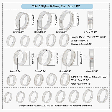 24Pcs 24 Style 201 & 304 Stainless Steel Grooved Finger Ring Settings(STAS-UN0044-15)-3