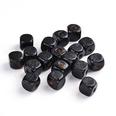 10mm Black Cube Wood Beads