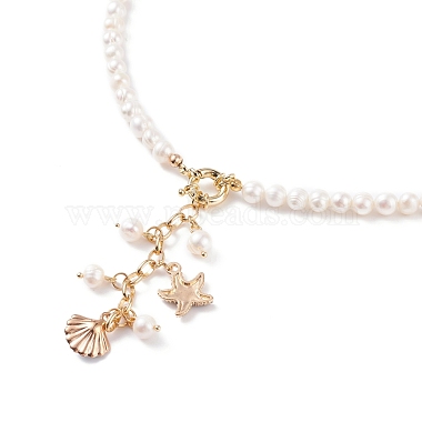 Starfish and Shell Pendant Necklace with Grade A Natural Pearl for Women(NJEW-JN03799)-5
