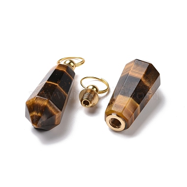 Natural Tiger Eye Openable Perfume Bottle Pointed Pendants(G-A026-03)-3