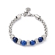 Natural & Synthetic Mixed Gemstone & Glass Beaded Link Bracelet(BJEW-M295-01P)-2