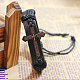 Adjustable Cross with Word Iron Braided Leather Cord Bracelets(BJEW-P0001-02B)-2