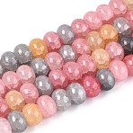 Baking Paint Crackle Glass Beads Strands, Rondelle, Mixed Color, 10~10.5x7~7.5mm, Hole: 1~1.5mm, about 103~109pcs/strand, 29.13~31.10 inch(74~79cm)(DGLA-N020-01A-03)