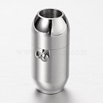 Tarnish Resistant Tube 304 Stainless Steel Magnetic Clasps with Glue-in Ends, Stainless Steel Color, 19x9mm, Hole: 5mm(STAS-I045-16)