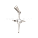 304 Stainless Steel Pendants, with Crystal Rhinestone, Star Charms, Stainless Steel Color, 27.5x15x4mm, Hole: 7x3mm(X-STAS-K243-29P)
