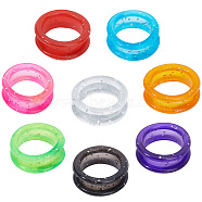 16Pcs 8 Colors Soft Silicone Scissors Finger Rings, Glittered Shear Thumb Inserts, Finger Grip Protector Ring, Column, Mixed Color, 26x10mm, Inner Diameter: 20mm, 2pcs/color(SIL-GF0001-16)
