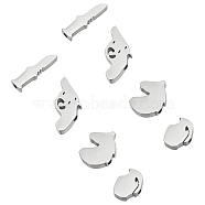Unicraftale 8Pcs 4 Style 304 Stainless Steel Beads, Laser Cut, Girl & Unicorn & Dagger & Pistol, Stainless Steel Color, 2pcs/style(STAS-UN0026-63)