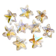 Faceted Glass Charms, Starfish, Clear AB, 14x15x7mm, Hole: 1.4mm(GLAA-H101-A-17-01)