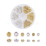 Brass Rhinestone Spacer Beads, Grade A, Wavy Edge, Rondelle, Golden & Silver, Crystal, 5~8x2.5~3.8mm, Hole: 1mm, 120pcs/box(RB-JP0002-13A)