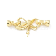 Brass Fold Over Clasps, Bowknot, Golden, 38mm(KK-Z083-18G)