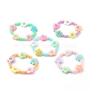 Plastic & Acrylic Beaded Stretch Bracelets for Kids, Flower, Mixed Color, Inner Diameter: 2 inch(5.1cm)(BJEW-JB06222)
