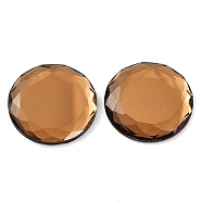 Glass Cabochons, Flat Back & Back Plated, Faceted, Half Round, Camel, 30x4.5mm(GLAA-D016-08A)