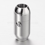 Tube 304 Stainless Steel Magnetic Clasps with Glue-in Ends, Stainless Steel Color, 19x9mm, Hole: 5mm(STAS-I045-16)