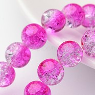 1 Strand Transparent Crackle Glass Round Beads Strands, Magenta, 10mm, Hole: 1.3~1.6mm, about 80pcs/strand, 31.4 inch(X-CCG-Q002-10mm-09)