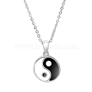 Stainless Steel Pendant Necklaces, Yin Yang, Stainless Steel Color, 17.72 inch(45cm)(ZK8549-2)