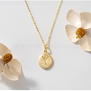Birth Flower Style 925 Sterling Silver Pendant Necklaces, Real 14K Gold Plated, 17.91 inch(45.5cm)(STER-M116-05A-G)