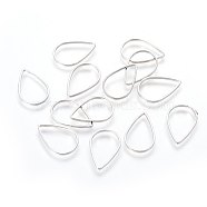 Brass Links, teardrop, Plated in platinum color,  Nickel Free,  about 11mm wide,  16mm long,  1mm thick(X-EC03111x16mm-NF)