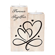 SUPERDANT Memorial Series Wooden Candle Holder and Candles Set, for Home Decorations, Rectangle with Word, Heart Pattern, 2sets/bag(AJEW-SD0001-15H)