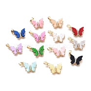 Brass Micro Pave Clear Cubic Zirconia Pendants, with Resin, Long-Lasting Plated, Butterfly Shape, Golden, Mixed Color, 17x21x3.5mm, Hole: 5.5x3mm(ZIRC-I047-03)
