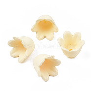 Rubberized Style Opaque Acrylic Bead Caps, 6-Petal, Flower, Cornsilk, 11.5x10.5x8.7mm, Hole: 1.3mm(ACRP-T010-01F)