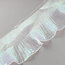 Gradient Color Organza Pleated Ribbon, Garment Accessories, Clear AB, 6~6-1/8 inch(153~155mm)(OCOR-WH0079-27)