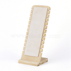 Bamboo Necklace Display Stand, L-Shaped Long Chain Display Stand, Rectangle, Linen, 10x25.8cm(NDIS-E022-04)