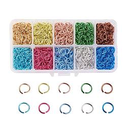 Aluminum Wire Open Jump Rings, Mixed Color, 18 Gauge, 8x1mm, about 1780pcs/box(ALUM-X0002-8mm-02)