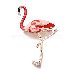 Enamel Pins, Alloy Rhinstone Brooches for Backpack Clothes, Flamingo Shape, 58x30mm(JEWB-V001-02A)