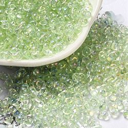 Glass Seed Beads, Peanut, Green Yellow, 5.5~6x3~3.5x3mm, Hole: 1~1.2mm(SEED-K009-04A-08)