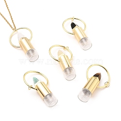 304 Stainless Steel Openable Perfume Bottle Pendant Necklaces, with Natural Gemstone, Lipstick Shape, Golden, 27.55 inch(70cm), Bottle Capacity: 3ml(0.1 fl. oz)(NJEW-I239-05G)