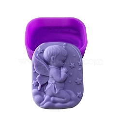 Cupid Angel Silicone Molds, Food Grade Molds, For DIY Cake Decoration, Candle, Chocolate, Candy, Soap, Purple, 79x60x25.5mm, Inner Diameter: 76x57mm(DIY-I059-02)