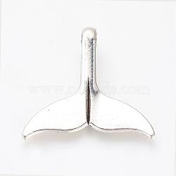 Tibetan Style Alloy Pendants, Whale Tail Shaped, Cadmium Free & Lead Free, Antique Silver, 29x32.5x8mm, Hole: 5mm, about 215pcs/1000g(TIBEP-Q061-35AS-LF)